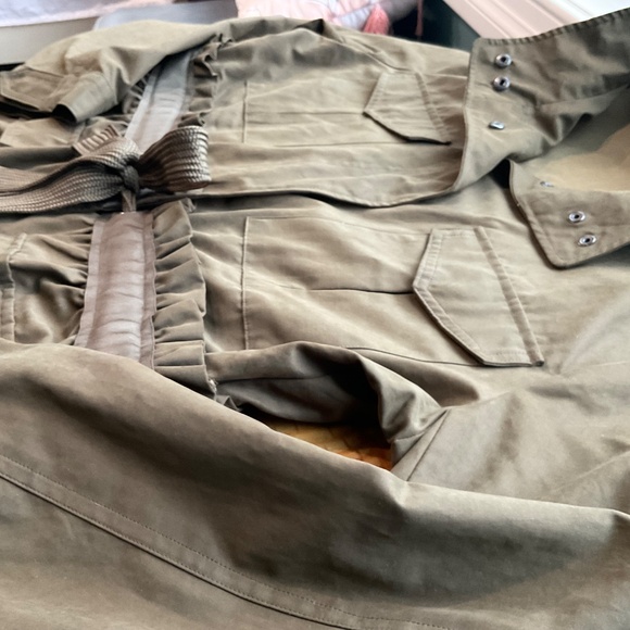 Simply Vera VeraWang Army Military Coat Jacket Feminine Ruffled Tied Waist - Picture 11 of 12